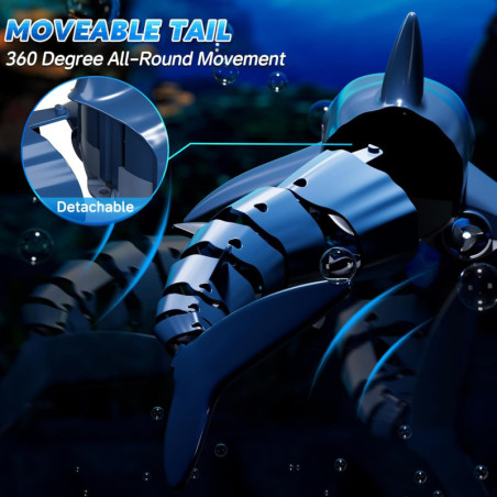 Jouet Requin Télécommandé 1:18 pour Enfants avec Lumière & Spray