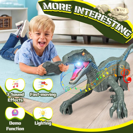 Dinosaure Télécommandé Réaliste Enfants 3-5 Ans, Rechargeable