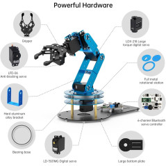Kit Bras Robotisé 6DOF avec 5 Servos, Contrôle PC & Tutoriel