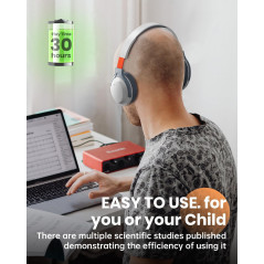 Casque Bluetooth sans fil avec retour auditif - Améliorez langage et attention pour enfants, aide Autism ADHD (Blanc)