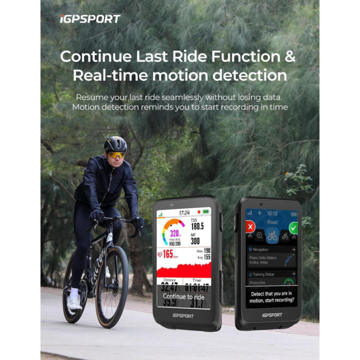 iGPSPORT BiNavi Bike Computer with Touchscreen, GPS Navigation, Music Control & Climb Tips for Group Riding