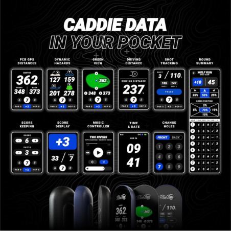 Blue Tees Golf Ringer: Magnetic GPS Range Finder, Touchscreen, Water Resistant, 40,000+ Courses, 10hr Battery