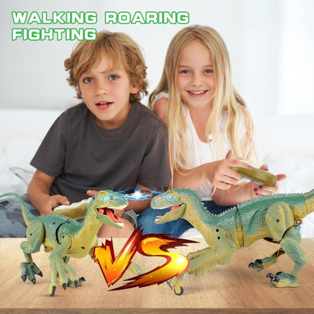 VERTOY Remote Control Walking Velociraptor Dinosaur Toy with Light & Sound - Birthday Gift for Kids 3-12 Years