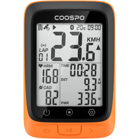 COOSPO Wireless GPS Bike Computer with Bluetooth/ANT+, Waterproof, Auto Backlight, 2.4 LCD Speedometer