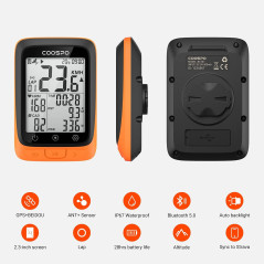 COOSPO Wireless GPS Bike Computer with Bluetooth, Waterproof & Backlight