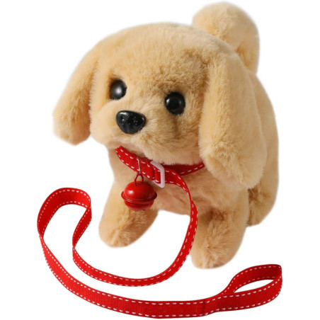 Interactive Plush Golden Retriever Toy Dog for Kids – Walking, Barking, Tail Wagging, Stretching Puppy