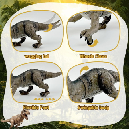 Dinosaure Télécommandé Robot pour Enfants 3-7 ans avec Jambes Réalistes & Jet d’Eau, Cadeau Anniversaire