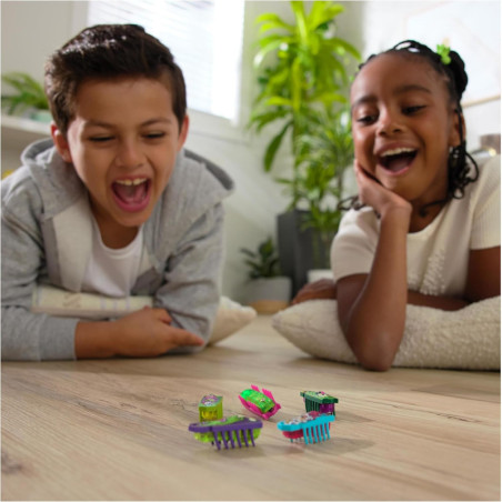 HEX BOTS Nano 5 Pack - 4 Mini Robots + Flash Bot Bonus, Jouet Sensoriel Vibrant pour Enfants & Chats 3+