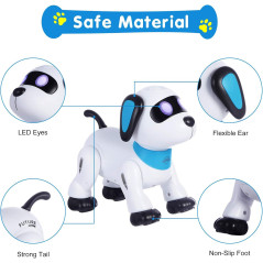 Yiman Programmable Remote Control Robot Dog Toy with LED Eyes, Interactive Dancing Stunt Pet for Kids 3+ (Pink)