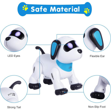 Yiman Programmable Remote Control Robot Dog Toy with LED Eyes, Interactive Dancing Stunt Pet for Kids 3+ (Pink)