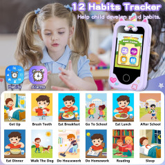 Téléphone Enfant Fille 3-10 ans Jouet Éducatif Violet 8GB