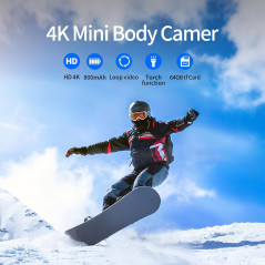 Mini Body Camera 64GB 4K 30FPS Wearable POV Camcorder for Sports & Vlogging