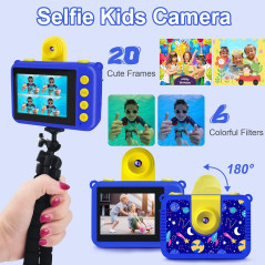 Appareil photo enfant étanche 20MP : selfies fun, vidéos HD & aventures sous-marines à chaque plongée