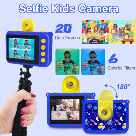 Appareil photo enfant étanche 20MP : selfies fun, vidéos HD & aventures sous-marines à chaque plongée