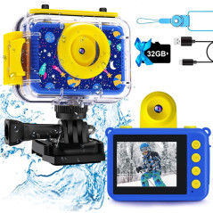 Appareil Photo Enfant Étanche GKTZ 1080P - Cadeau Noël 3-12 ans