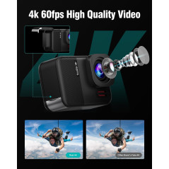 Caméra Sport 4K60fps Étanche 10M avec Écran Tactile 48MP