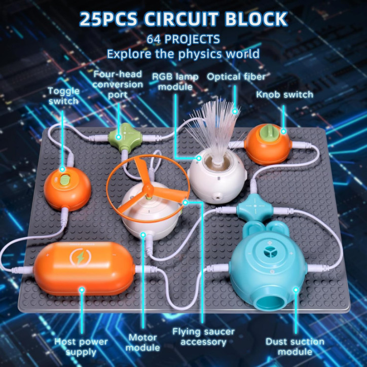 Spark curiosity! 64 easy experiments, fan & LED, no soldering – The perfect gift for little inventors and budding engineers