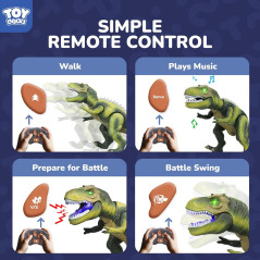 STEAM Remote Control Dinosaur Toy with Light, Sound & Dancing Robot
