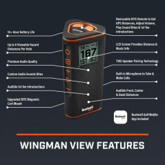 Bushnell Golf Wingman View GPS Speaker | LCD, Wireless Remote, Music & More
