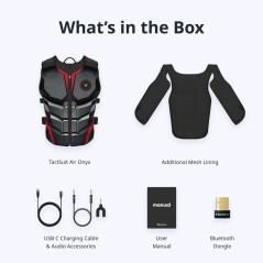 TactSuit Air Onyx: Lightweight Wireless Haptic VR Vest with 16 Motors
