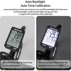 Wireless GPS Bike Computer with Auto Start/Stop & Waterproof IPX7