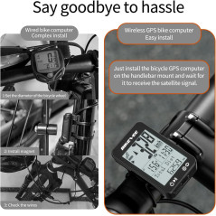 Wireless GPS Bike Computer with Auto Start/Stop & Waterproof IPX7