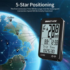 Wireless GPS Bike Computer with Auto Start/Stop & Waterproof IPX7