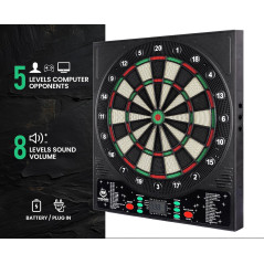 WIN.MAX Fléchettes Électroniques LED - 8 Joueurs, 12 Fléchettes