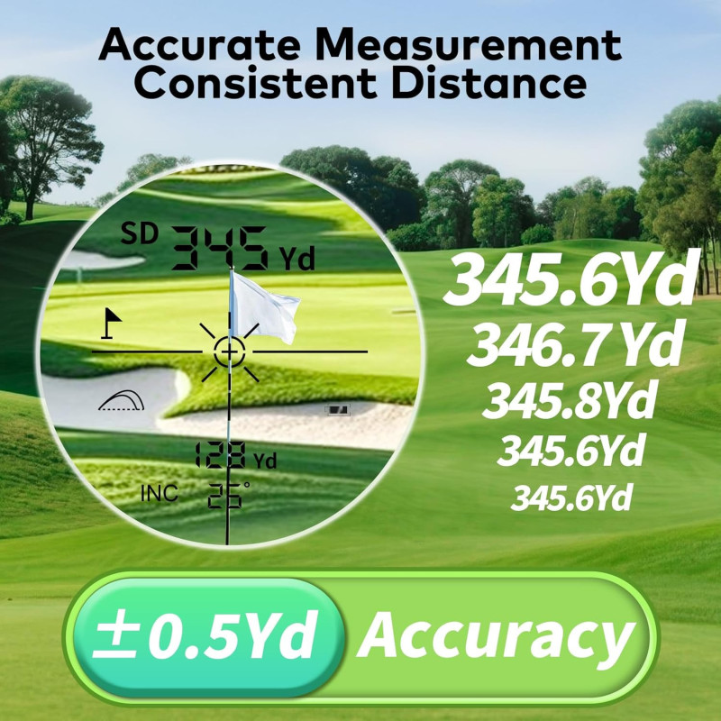 Golf Range Finder with Slope & 7X Magnification, 1200 Yards Rechargeable