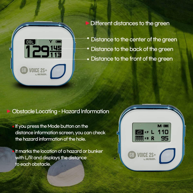 GolfBuddy Voice 2S+ GPS Golf Parlé, 40 000 Parcours, Bleu