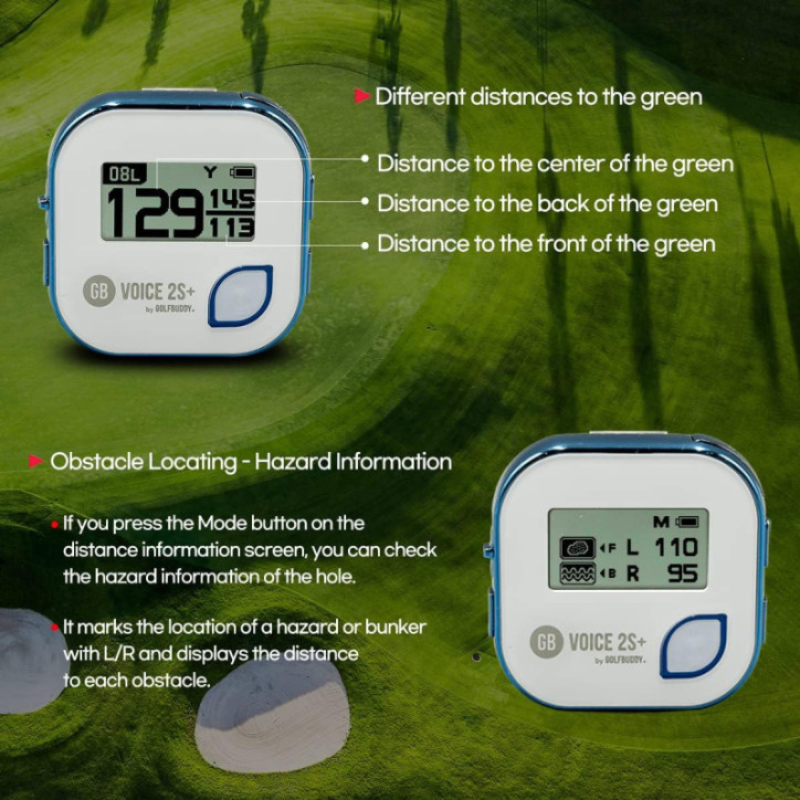 Improve your game with GOLFBUDDY Voice 2S+: lightweight, waterproof, precise, and easy to wear Improve your game with GOLFBUDDY Voice 2S+: lightweight, waterproof, precise, and easy to wear