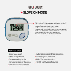 Improve your game with GOLFBUDDY Voice 2S+: lightweight, waterproof, precise, and easy to wear