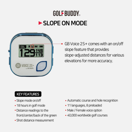 Improve your game with GOLFBUDDY Voice 2S+: lightweight, waterproof, precise, and easy to wear
