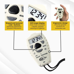 Score right every time! Touch counter with distinct buttons, lightweight and ultra-convenient