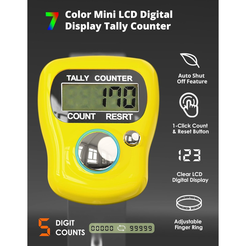 KTRIO Mini LCD Finger Counter – 5-Digit Digital Tally Clicker for Knitting, Golf & More
