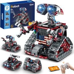 Sillbird 4-in-1 Robot Building Kit with Remote Control, 631 Pieces STEM Coding Car Toy for Kids 8-12