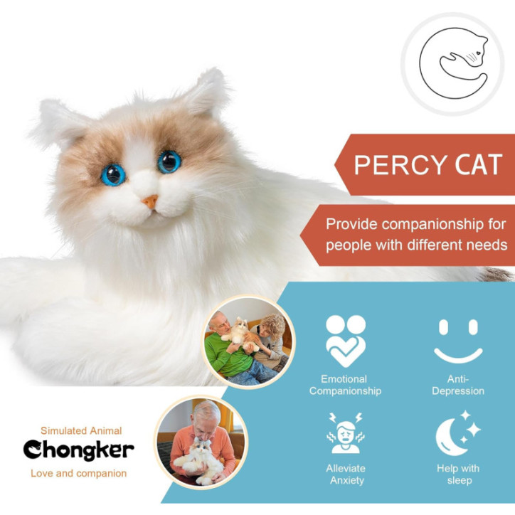Chongker Interactive Ragdoll Cat Plush Toy with Voice Response, Realistic Heartbeat & Purring, Handmade Weighted Stuffed Ani Chongker Interactive Ragdoll Cat Plush Toy with Voice Response, Realistic Heartbeat & Purring, Handmade Weighted Stuffed Ani