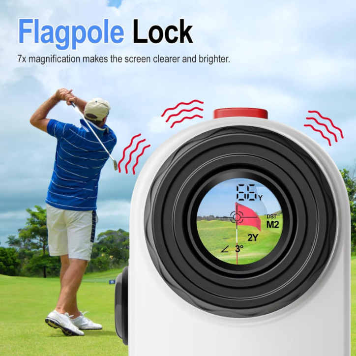 Golf Range Finder with Slope, 1200 Yards, 7X Magnification, Rechargeable, Flag Lock & Vibration