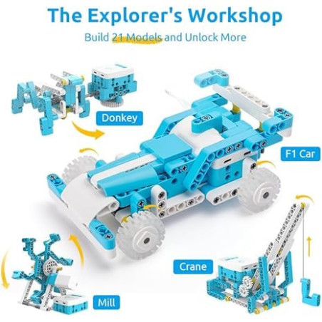 WhalesBot D1 21-in-1 STEM Coding Robot Kit for Kids 4+, 280+ Pieces, APP-Controlled Educational Toy Gift