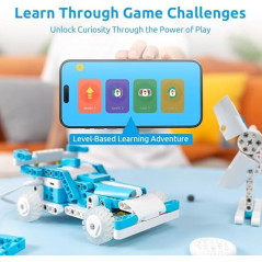 WhalesBot D1 21-in-1 STEM Coding Robot Kit for Kids 4+, 280+ Pieces