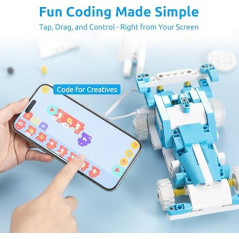 WhalesBot D1 21-in-1 STEM Coding Robot Kit for Kids 4+, 280+ Pieces