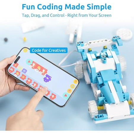WhalesBot D1 21-in-1 STEM Coding Robot Kit for Kids 4+, 280+ Pieces