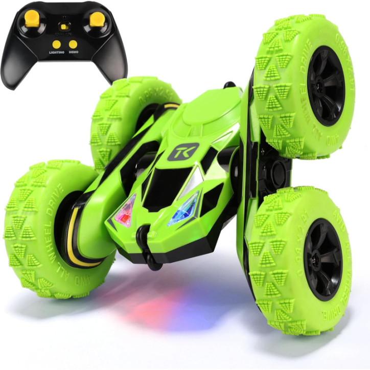 Voiture Télécommandée Threeking Stunt Double-Face 360° Flips Vert