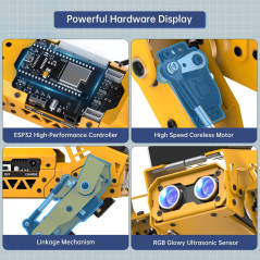 MechDog Robot Dog Kit with ESP32 AI Camera, Self-Balancing, Target Recognition, Open Source, for Arduino/Python