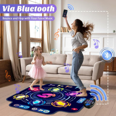 KIZJORYA Upgraded Kids Dance Mat, Wireless Bluetooth, 5 Speeds & 9 Levels, Light-Up Music Game Toy for Ages 3-10+