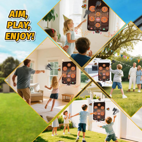Jeu de Cible de Lancer de Hache Électronique pour Enfants 3-10+ Ans, Intérieur/Extérieur, Fête & Sport