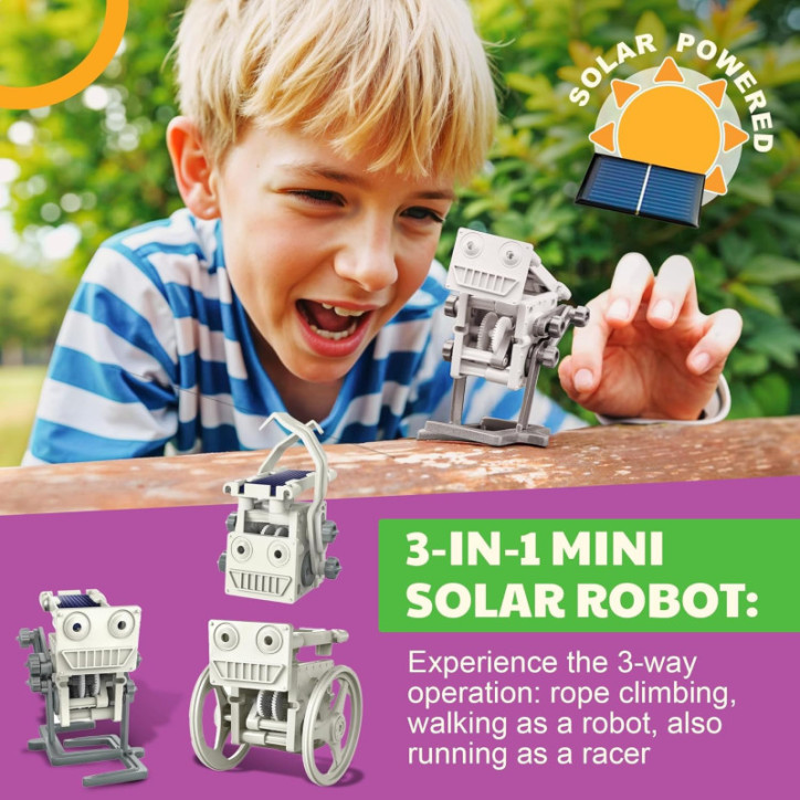 Green Science 3-in-1 Mini Solar Robot Toy Kit – DIY STEM Educational Climbing, Walking & Running Robots Green Science 3-in-1 Mini Solar Robot Toy Kit – DIY STEM Educational Climbing, Walking & Running Robots