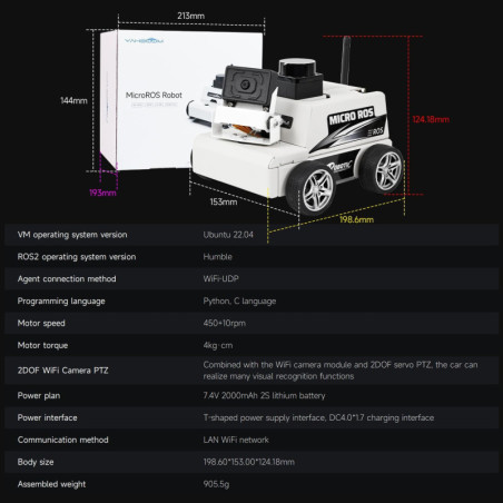 Yahboom MicroROS Robot Car ROS2 AI SLAM Navigation & Visual Recognition with ESP32 AI Module (No Mac Support)