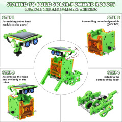 Jeu Robot Solaire 13-en-1 STEM pour Enfants 8-12 Ans Vert