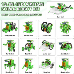 Jeu Robot Solaire 13-en-1 STEM pour Enfants 8-12 Ans Vert
